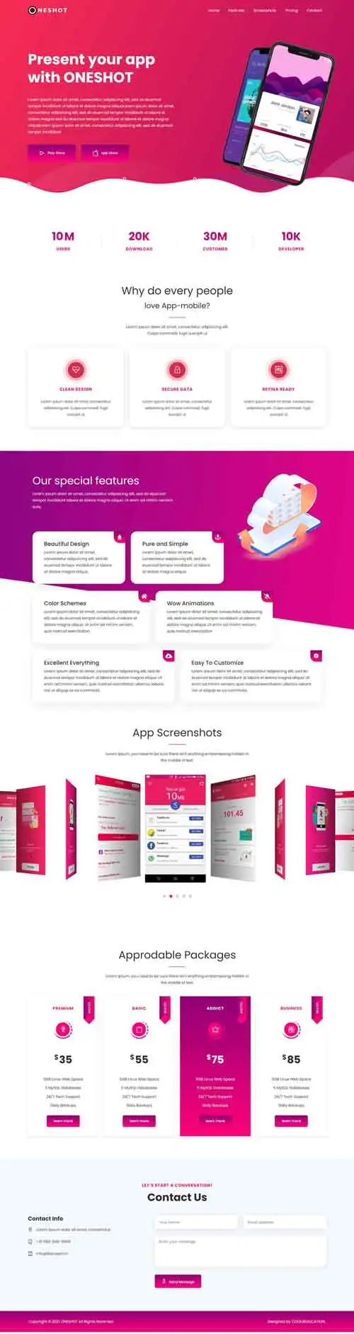 Mobile App Landing Page Design by Sowrav Hasan WordPress Developer